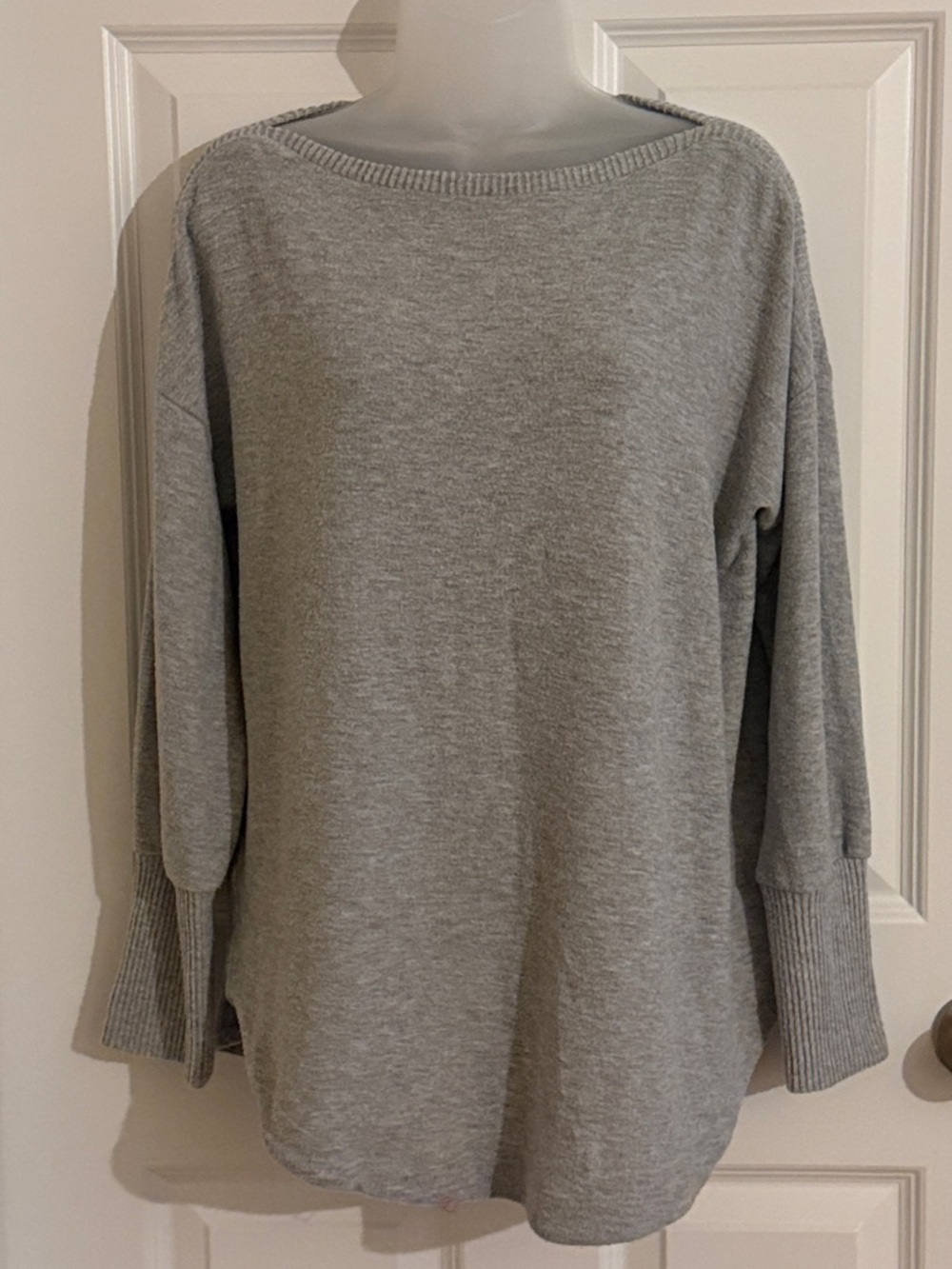 LOFT Light Gray Boatneck Pullover Sweatshirt